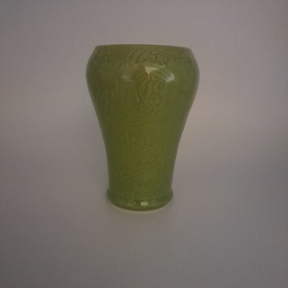 Max Factor Khara Fantasy Green Embossed Ceramic Jar Vase NO LID - Picture 7 of 10